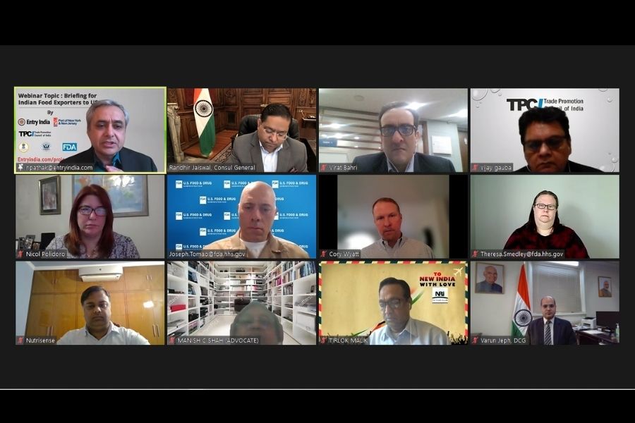 EntryIndia, FDA, Port of NJ NY, TPCI organized a webinar for Indian food exporters to US