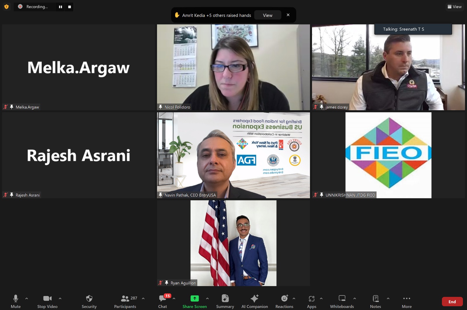 Entry USA in Partnership with Port Authority of NY & NJ and FIEO Organized a webinar for Indian Food Exporters to US | EntryIndia