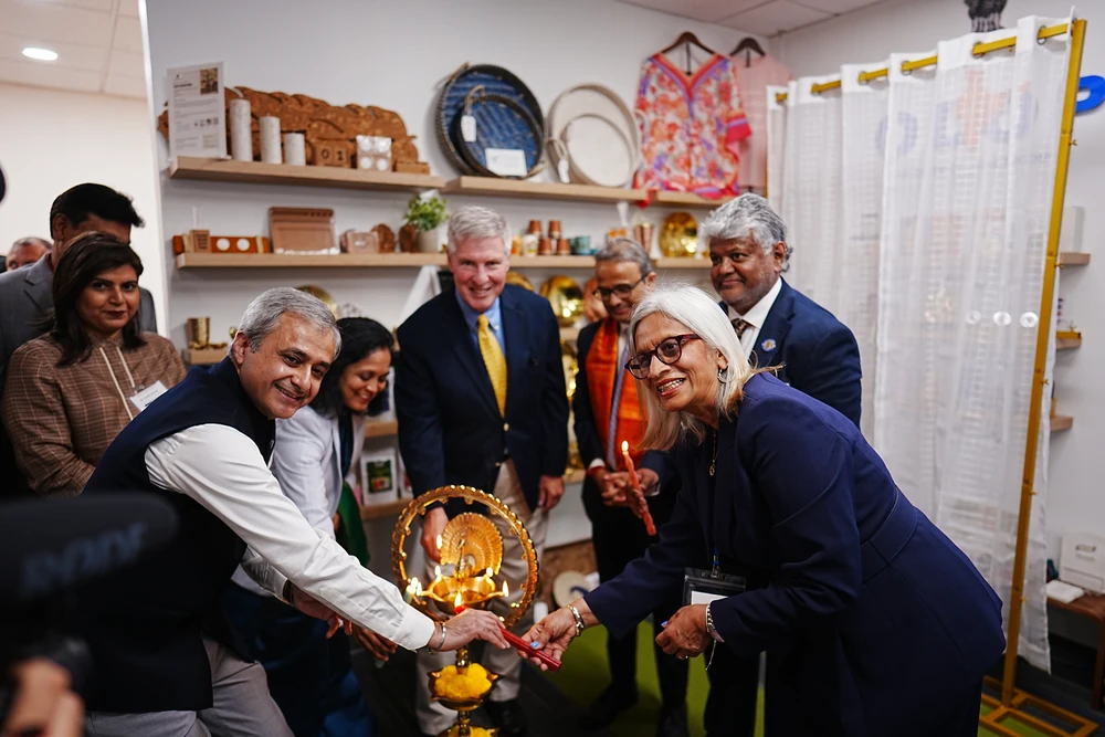 Lighting the ceremonial lamp